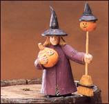 ww6003 Trick or treat, witch, hat, broom, pumpkin, jack o'lantern