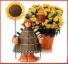 ww7602 Girl with a bulebird on her head holding a sunflower and a bird house