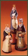 WW2409 Three crowned wisemen carry a star, a book and a hen