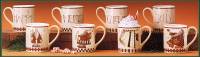 WW2434 A different country Santa with a whimsical outfit and 'Christmas Cheer' adorns each mug
