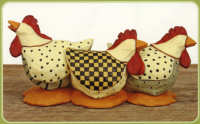 WW7688 Three gingham-frocked hens